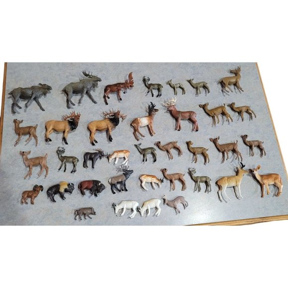 Woodland animal play figurines deer moose elk cake topper, train sets diorama - Picture 1 of 14